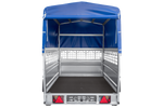 Remorque à un essieu 230x125 UNITRAILER FORCE 230 KIPP avec côtés grillagés, châssis H-0 et bâche bleue