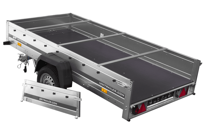 REMORQUE DE JARDIN 264 KIPP AVEC ROUE JOINTE, CHÂSSIS H-0 ET BÂCHE GRISE