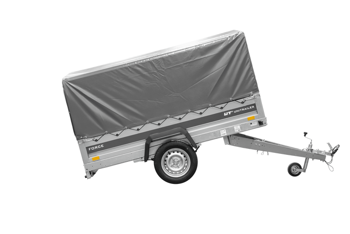 Remorque porte-voitures sur ressorts 230x125 UNITRAILER FORCE 230/R KIPP avec châssis H-800 et bâche grise