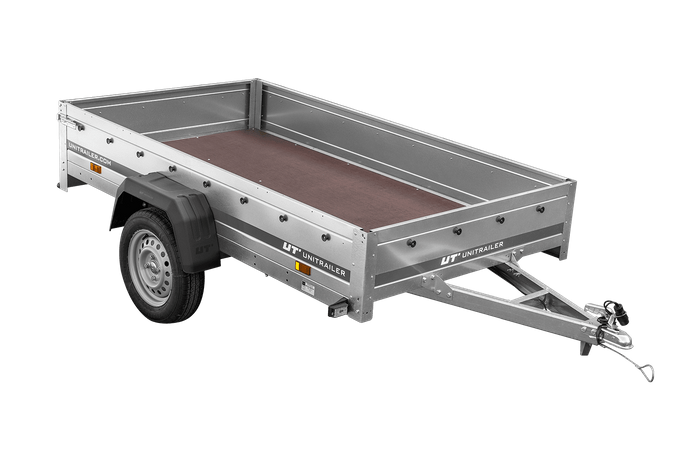 Remorque voiture simple essieu Unitrailer Garden Trailer 230 x 125 cm avec timon fixe 500/750 kg