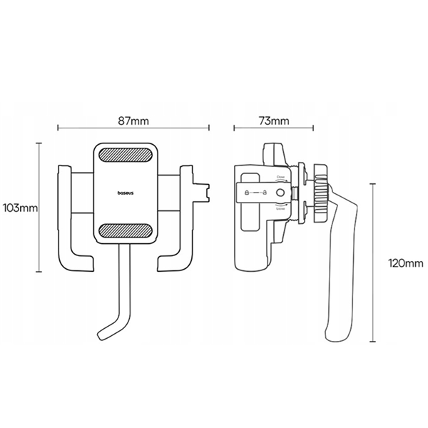 Support universel pour téléphone de vélo/moto BASEUS GoTrip Series avec rétroviseur