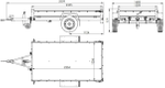 Remorque à un essieu 230x125 UNITRAILER GARDEN 230 KIPP avec châssis H-800 et bâche grise