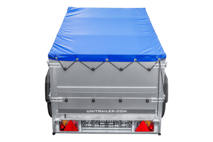 Remorque à un essieu 200x106 UNITRAILER GARDEN 200 KIPP avec côtés BIS et bâche bleue