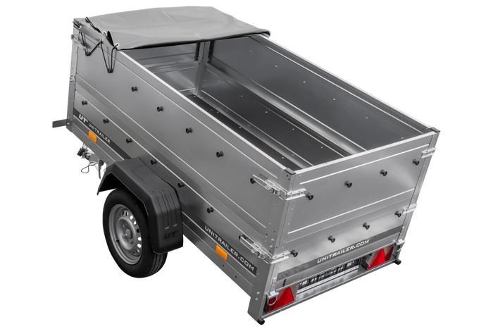 Remorque porte-voitures 200x106 UNITRAILER GARDEN 200 KIPP avec côtés BIS et bâche grise