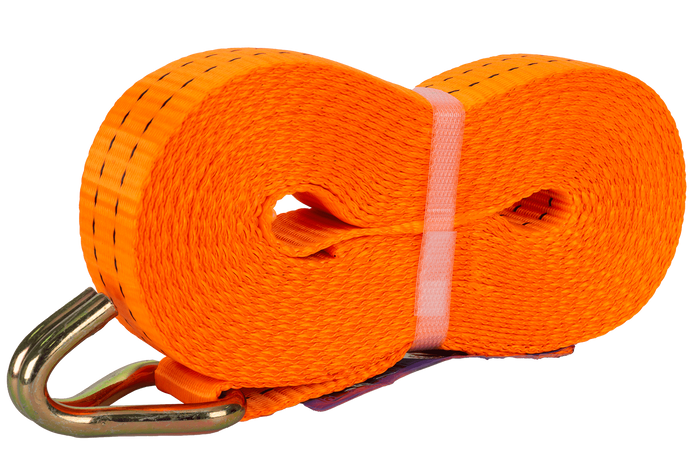 Ensemble de quatre courroies de transport UNITRAIER 10 m/35 mm/2 t orange avec tendeur