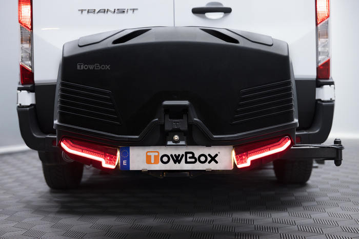 Coffre de rangement Towbox Camper Alpha noir LED (long) - coffre à bagages monté sur attelage