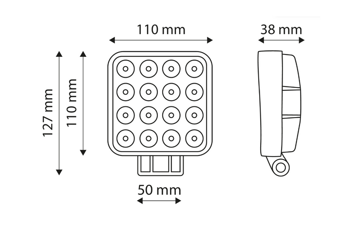 Réflecteur pour lampe de travail LED TT TECHNOLOGY TT.13208M 16 LED 3400 lm avec aimant
