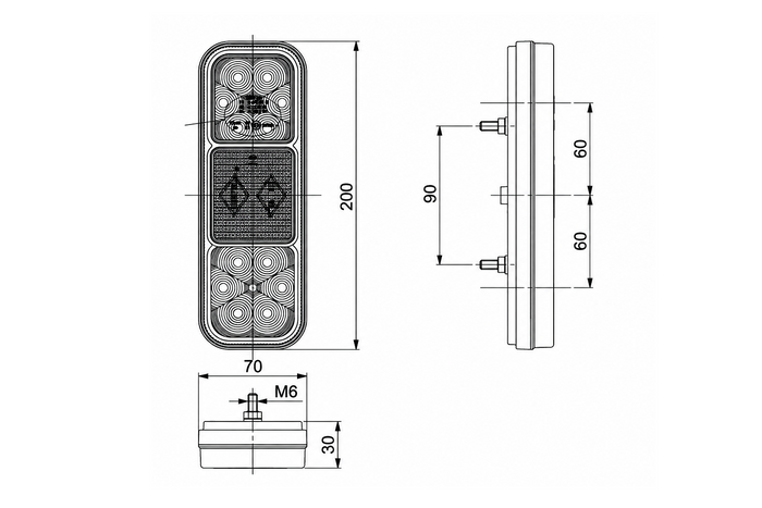 Feu arrière LED HORPOL LZD2831, 4 fonctions, universel