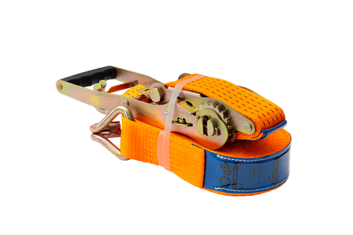 Courroie de transport orange UNITRAILER ERGO 12 m/50 mm/5 t avec tendeur