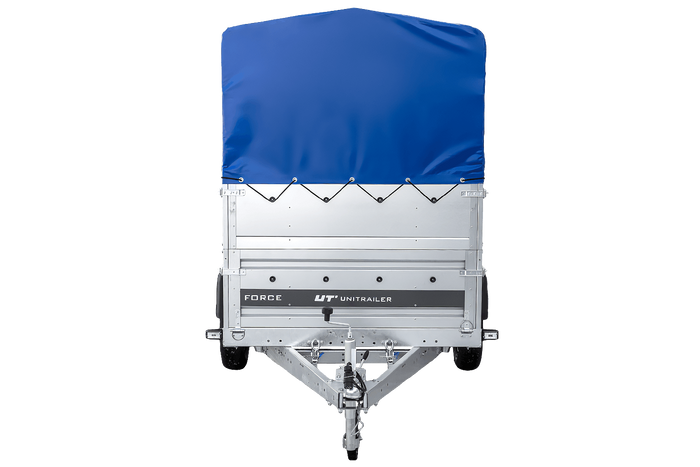 Remorque porte-voitures 264x125 UNITRAILER FORCE 264 KIPP avec ridelles BIS, châssis H-800 et bâche bleue
