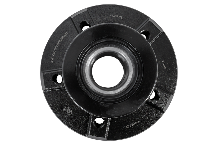 Moyeu avec axe et roulement pour essieu non freiné STEELPRESS 5x112, 1300 kg, jeu d'écrou et de couvercle