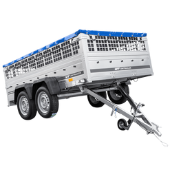Remorque légère 264x150 UNITRAILER GARDEN 265/2 KIPP avec côtés en filet, châssis H-0 et bâche bleue