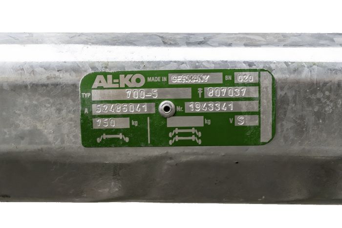 Essieu AL-KO OPTIMA non freiné pour remorque 750 kg 1260 mm 1660 mm 4x100
