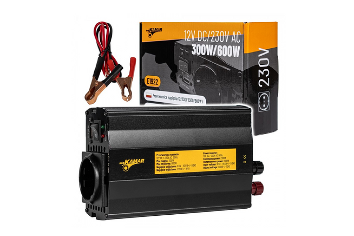 Convertisseur de tension 12V/230V (300/600W) KAMAR E1922