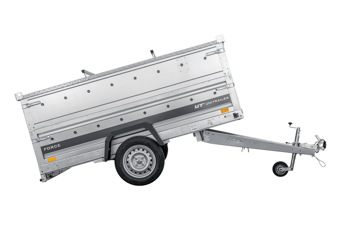 Remorque à un essieu sur ressorts 230x125 UNITRAILER FORCE 230/R KIPP avec côtés BIS et couvercle en aluminium