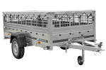 Remorque à un essieu sur ressorts 264x125 UNITRAILER GARDEN 264/R KIPP avec ridelles grillagées, châssis H-0 et bâche grise