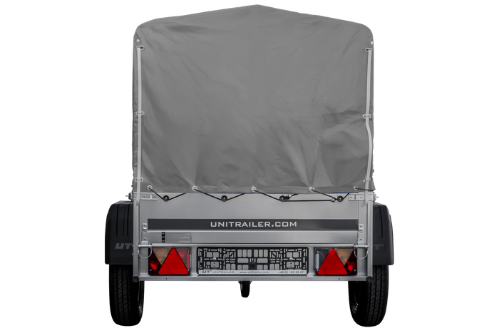 Remorque à un essieu 150x106 UNITRAILER GARDEN 150 KIPP avec châssis H-800 et bâche grise