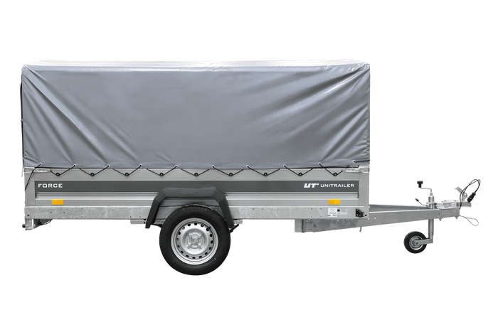 Remorque à un essieu sur ressorts 264x125 UNITRAILER FORCE 264/R KIPP avec châssis H-800 et bâche grise