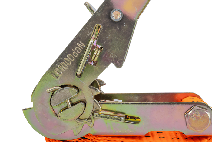 Ensemble de quatre courroies de transport UNITRAIER 6 m/35 mm/2 t orange avec tendeur