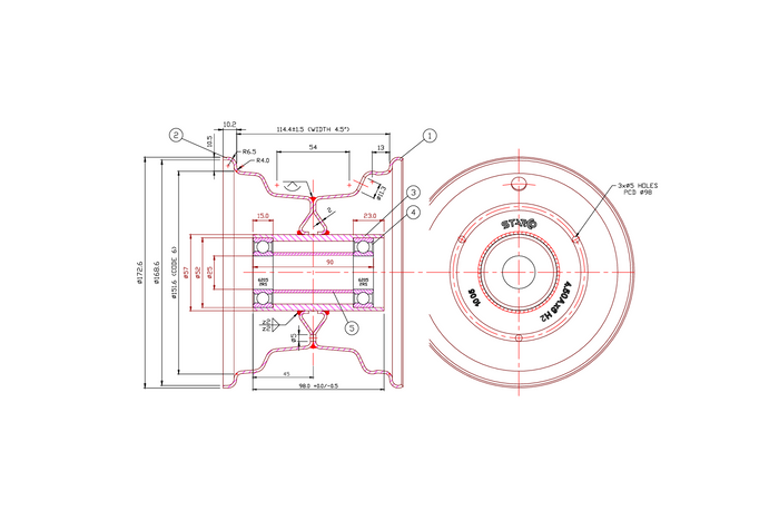 Pneu KENDA 15x6.00-6, jante STARCO 4.5Ax6H2 3x98