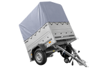 Remorque mono-essieu 150x106 UNITRAILER GARDEN 150 KIPP avec ridelles BIS, châssis H-800 et bâche grise