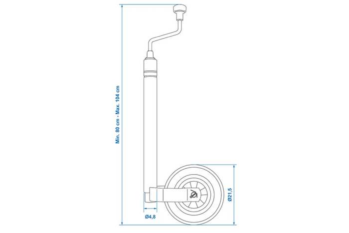 Roue jockey ProPlus 341510 150 kg 48 mm 800-1040 mm avec balance