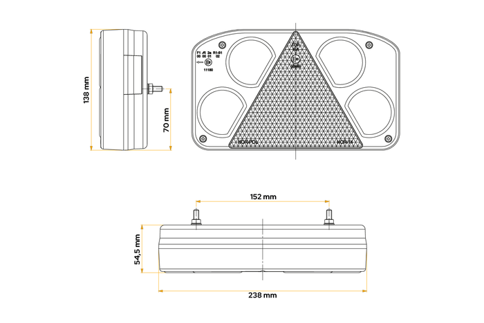 Feu arrière LED HORPOL LZD845, 6 fonctions gauche