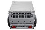 Remorque porte-voitures 150x106 UNITRAILER GARDEN 150 KIPP avec côtés en filet et bâche grise