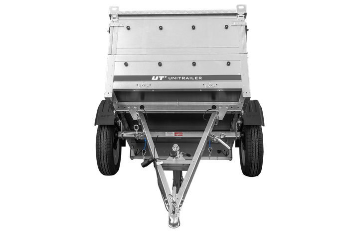 Remorque mono-essieu 150x106 UNITRAILER GARDEN 150 KIPP avec ridelles BIS et bâche en aluminium