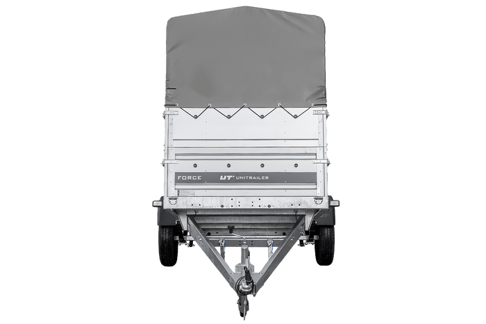 Remorque porte-voitures 264x125 UNITRAILER FORCE 264 KIPP avec ridelles BIS, châssis H-800 et bâche grise