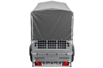 Remorque porte-voitures 200x106 UNITRAILER GARDEN 200 KIPP avec côtés en filet, châssis H-800 et bâche grise