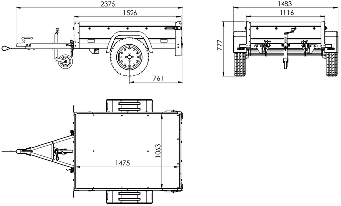 PETITE REMORQUE À VENDRE - GARDEN TRAILER 150 KIPP [AVEC BÂCHE PLATE BLEUE, ROUE JOCKEY ET TIGES DE SUPPORT BÂCHE]