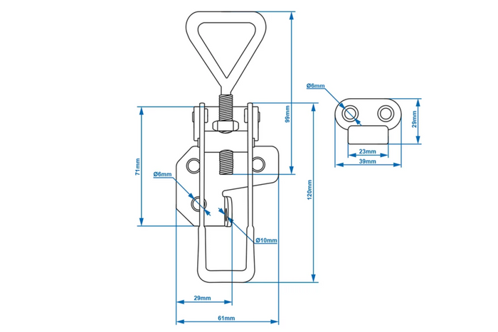 Attelage latéral avec fermoir ProPlus 342114, fermeture latérale complète pour remorque 160-180 mm