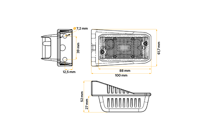 Feu de gabarit LED DOBPLAST DPT15, orange, universel, avec support