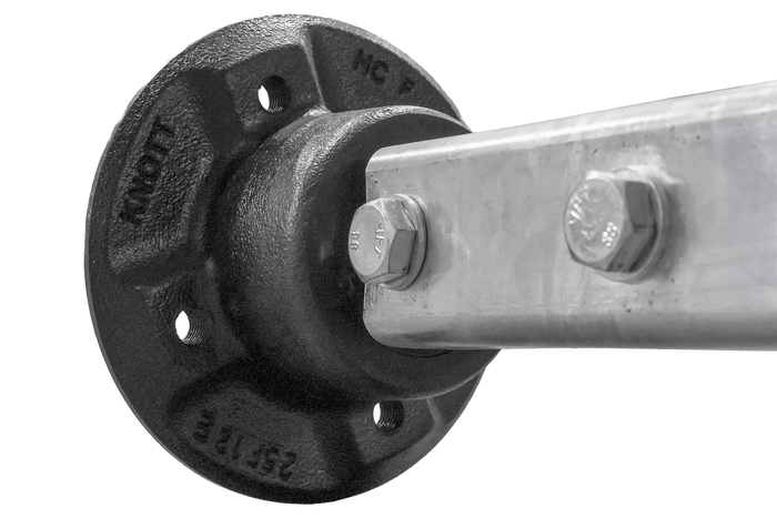 Essieu rigide non freiné KNOTT VR7 à ressort pour remorque 750 kg, 1480 mm, 1820 mm, 4x100