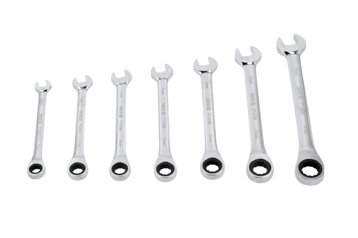 Clés mixtes à cliquet YATO YT-0208 10-19 mm 7 pièces.