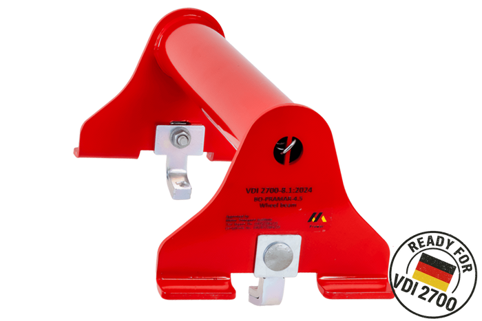 Bloque- roue dépanneuse, rouge PRAMAR Radstopper VDI 2700 - réglable, universel