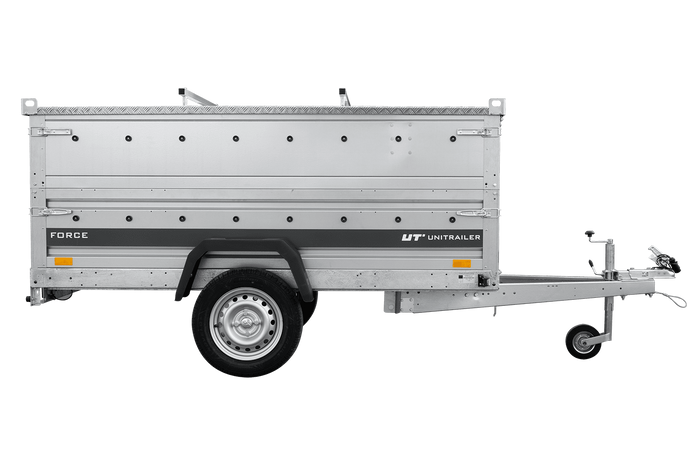 Remorque porte-voitures 230x125 UNITRAILER FORCE 230 KIPP avec côtés BIS et bâche en aluminium