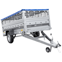 Remorque à un essieu sur ressorts 264x125 UNITRAILER FORCE 264/R KIPP avec côtés en filet, châssis H-0 et bâche bleue