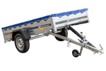 Remorque galvanisé 230 x 125 cm Garden Trailer 230 KIPP [avec roue jockey et bâche plate bleue]