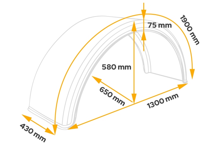 Garde-boue pour remorque 19,5-22,5" DOMAR DK1675 passage de roue 1300/430mm