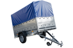 Remorque légère 230x125 UNITRAILER GARDEN 230 KIPP avec côtés BIS, châssis H-800 et bâche bleue