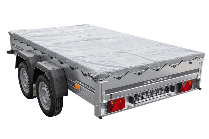 Remorque porte-voitures 264x150 UNITRAILER GARDEN 265/2 KIPP avec châssis H-0 et bâche grise