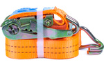 Ensemble de quatre courroies de transport UNITRAIER 3 m/25 mm/1 t orange avec tendeur