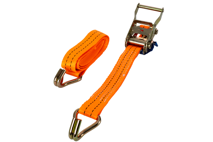 Ensemble de quatre courroies de transport UNITRAILER orange de 2 m/35 mm/2 t avec tendeur