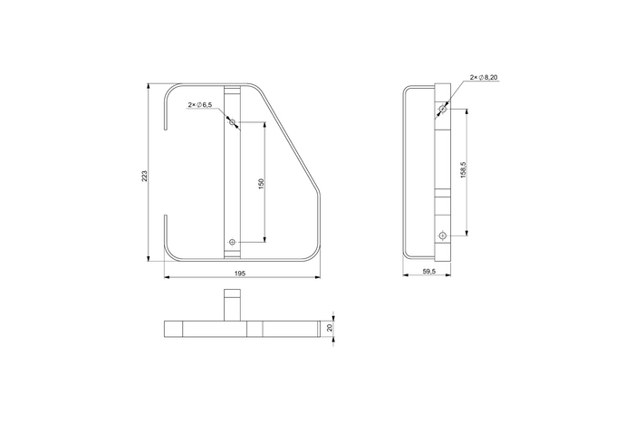 Cadre latéral métallique pour lampes d'angle HORPOL TRM00936 droit
