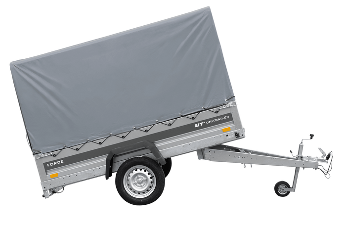 Remorque légère 230x125 UNITRAILER FORCE 230 KIPP avec châssis H-1100 et bâche grise