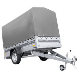 Remorque porte-voitures sur ressorts 230x125 UNITRAILER FORCE 230/R KIPP avec châssis H-1100 et bâche grise