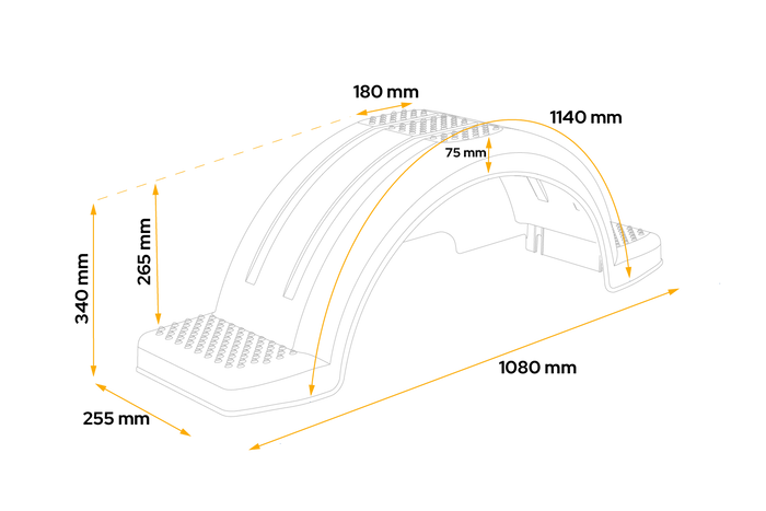 Garde-boue pour remorque à bateau 14" DOMAR D20430, passage de roue 1080/255 mm