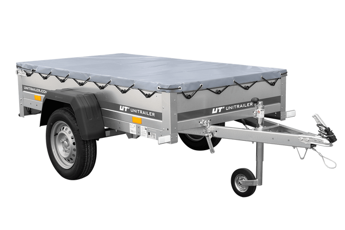 Remorque à un essieu 200x106 UNITRAILER GARDEN 200 KIPP avec châssis H-0 et bâche grise